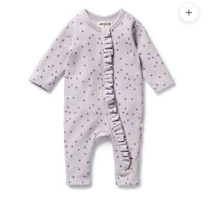 Wilson + Frenchie LuLu Daisy Organic Waffle Ruffle Zipsuit - 3-6M